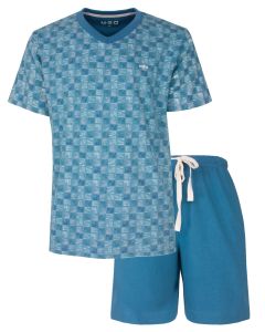 MESAH16003A MEQ h-shortama V-hals Aqua Blue