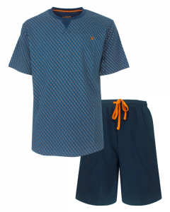 MESAH26007A MEQ h-shortama ronde hals Petrol Blauw