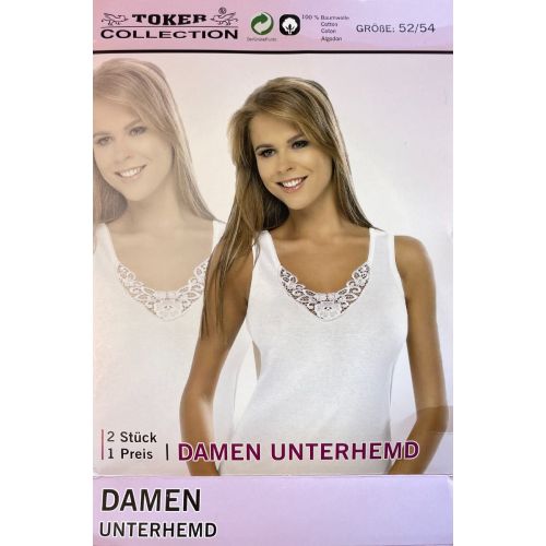 Toker dames hemd 205 brede band wit:  2 stuks in verpakking