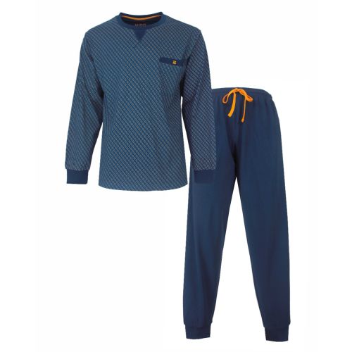 MEPYH26005A MEQ h-pyjama ronde hals Petrol Blauw