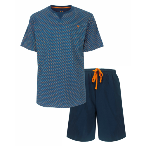 MESAH26007A MEQ h-shortama ronde hals Petrol Blauw
